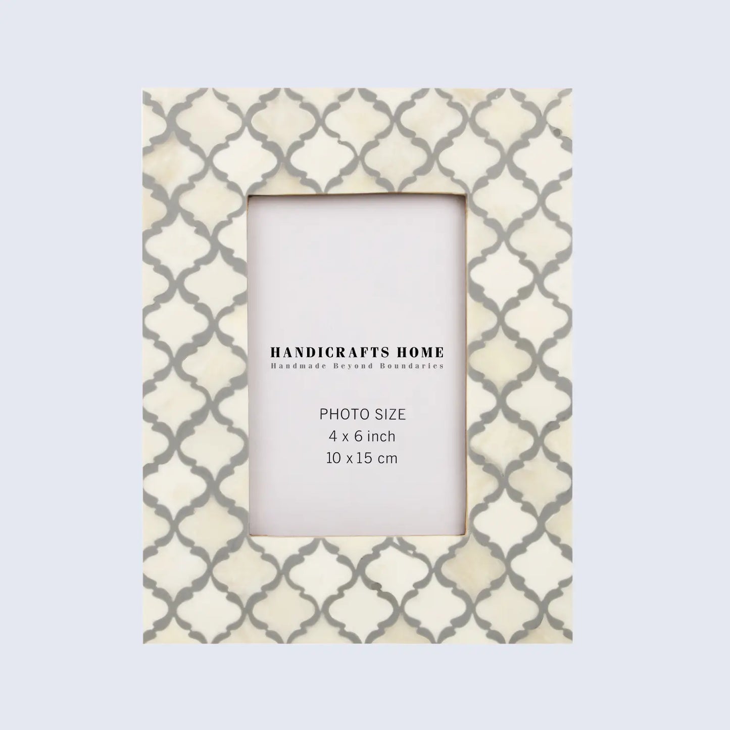 Picture Frames Moroccan Pattern Bone & Resin Inlay Collection in 2 Sizes, White & Grey – Wholesale picture frames