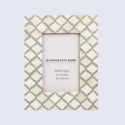 Picture Frames Moroccan Pattern Bone & Resin Inlay Collection in 2 Sizes, White & Grey – Wholesale picture frames