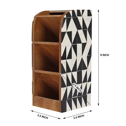 Decorative Desk Organizer Incline Black & White 8x3.5x3.5 Inch