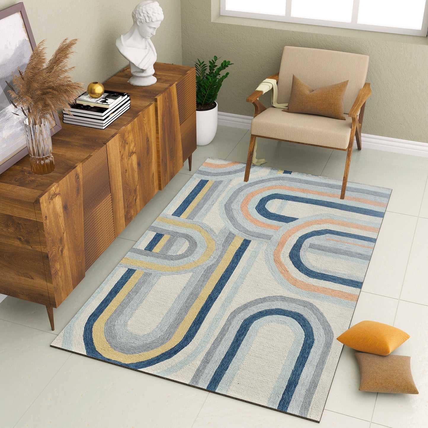 Premium Hand-Tufted Rug Made of 100% Wool  - Pastel Loops - 4x6 Feet