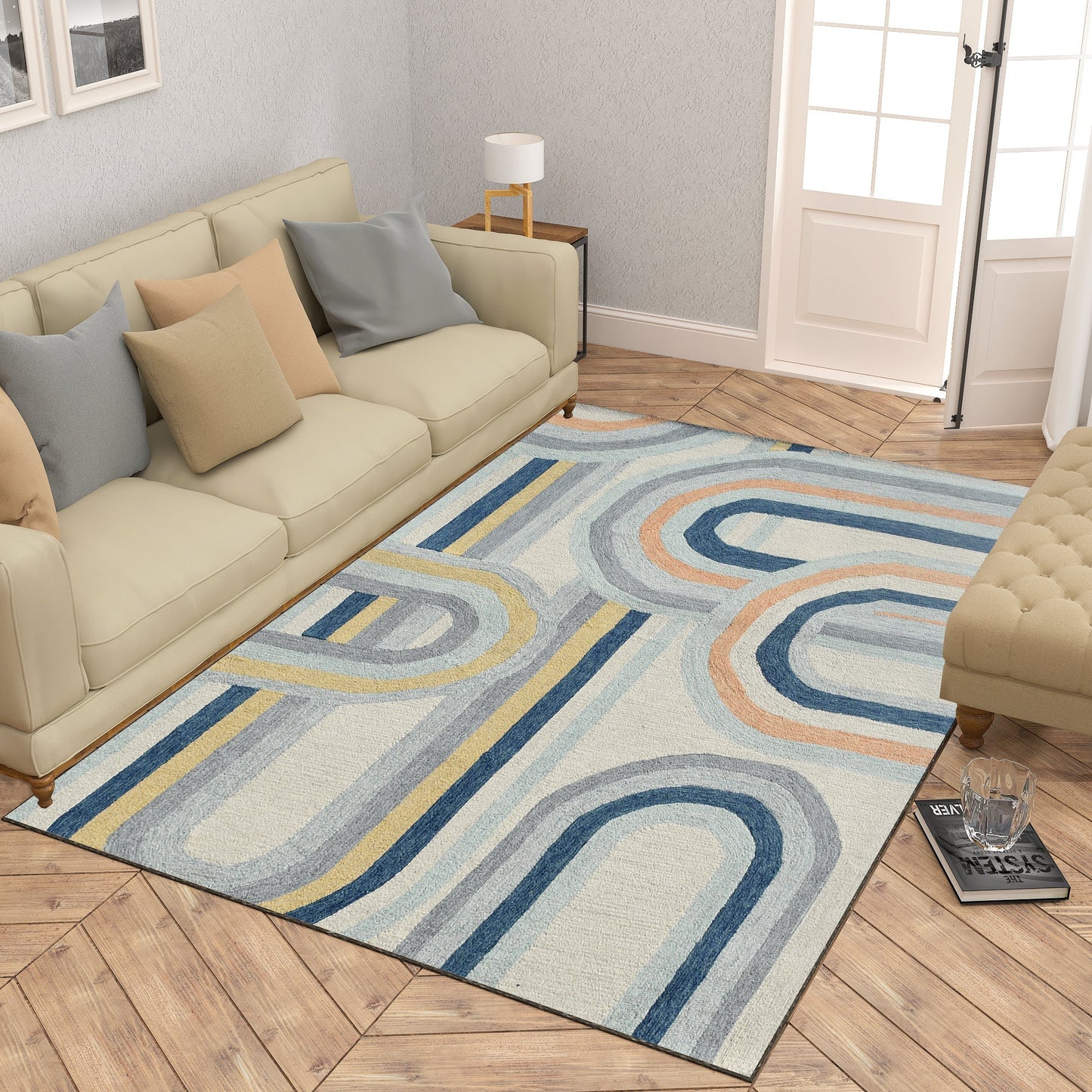 Premium Hand-Tufted Rug Made of 100% Wool  - Pastel Loops - 6x9 Feet