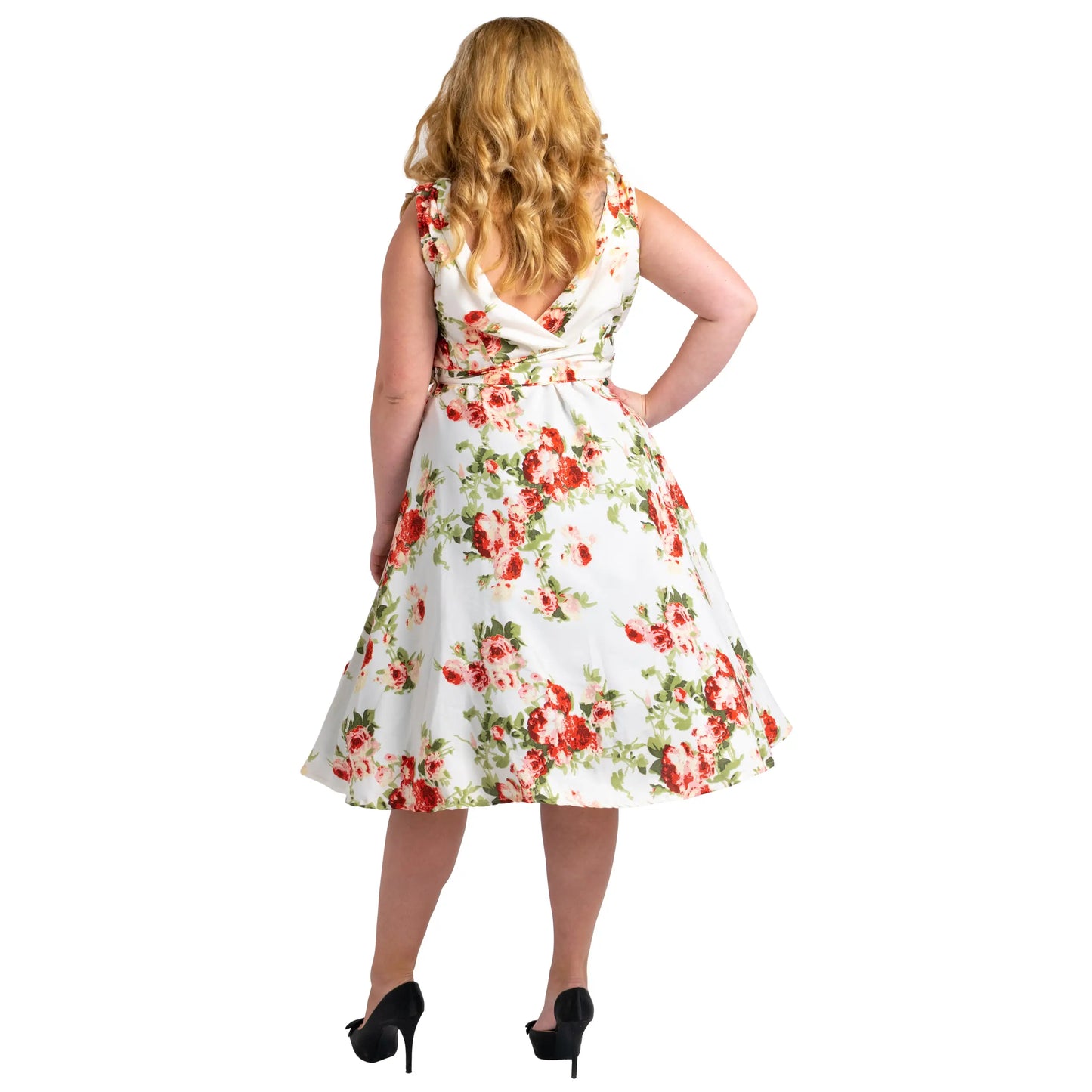 Dress 40s 50s Swing Vintage Rockabilly Ladies Womens Party Dresses- Cream