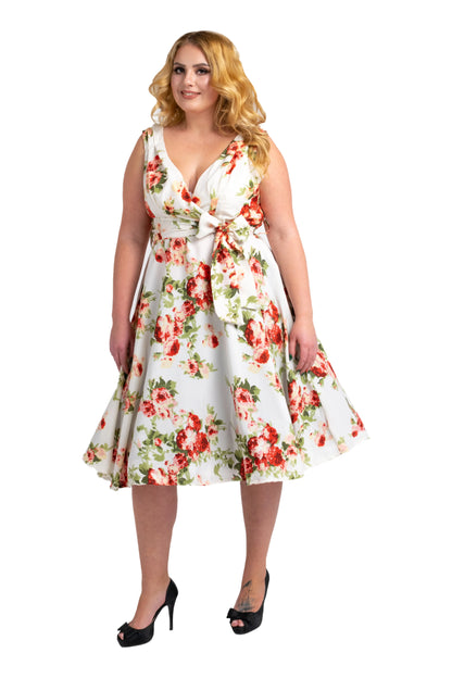 Dress 40s 50s Swing Vintage Rockabilly Ladies Womens Party Dresses- Cream