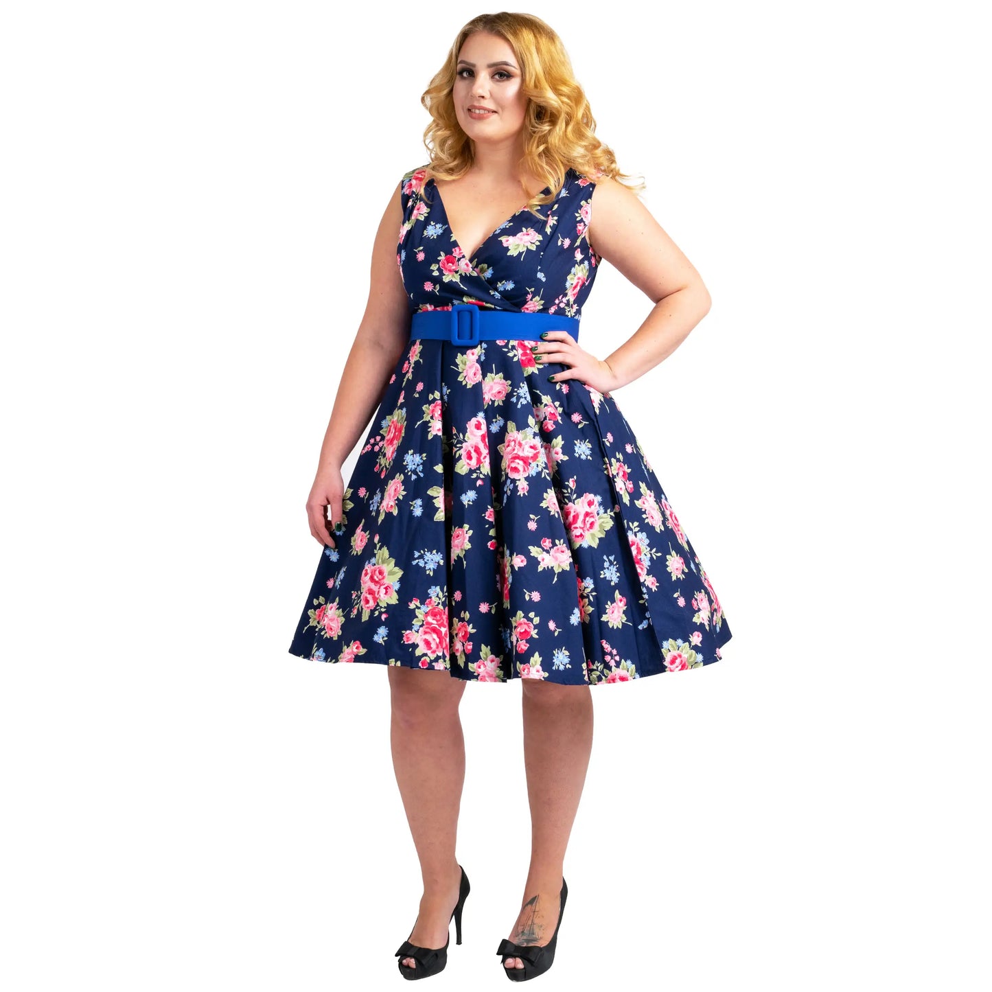 Floral Bridesmaid Dresses 1940's Rockabilly Plus Size Braid Style - Available in 5 Colors