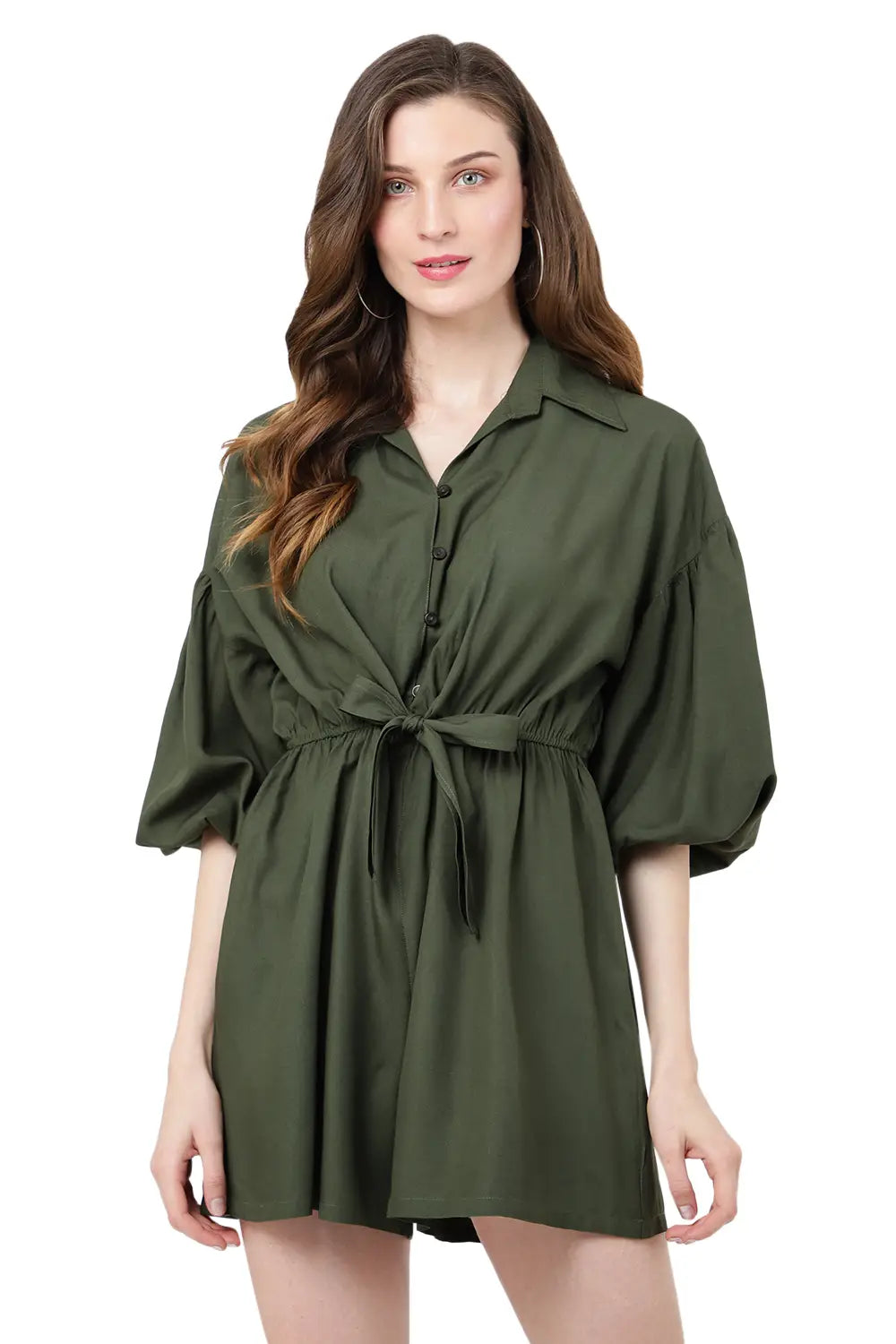 Drop Shoulder Jumpsuit with Gathered Sleeves & Tie-Up Front - Available in 12 Colors