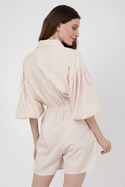 Drop Shoulder Jumpsuit with Gathered Sleeves & Tie-Up Front - Available in 12 Colors