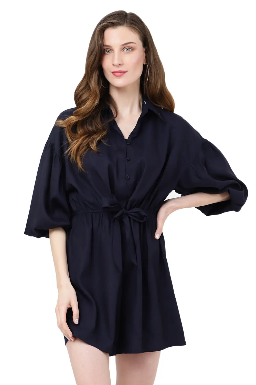 Drop Shoulder Jumpsuit with Gathered Sleeves & Tie-Up Front - Available in 12 Colors