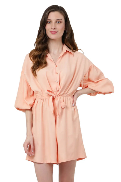 Drop Shoulder Jumpsuit with Gathered Sleeves & Tie-Up Front - Available in 12 Colors