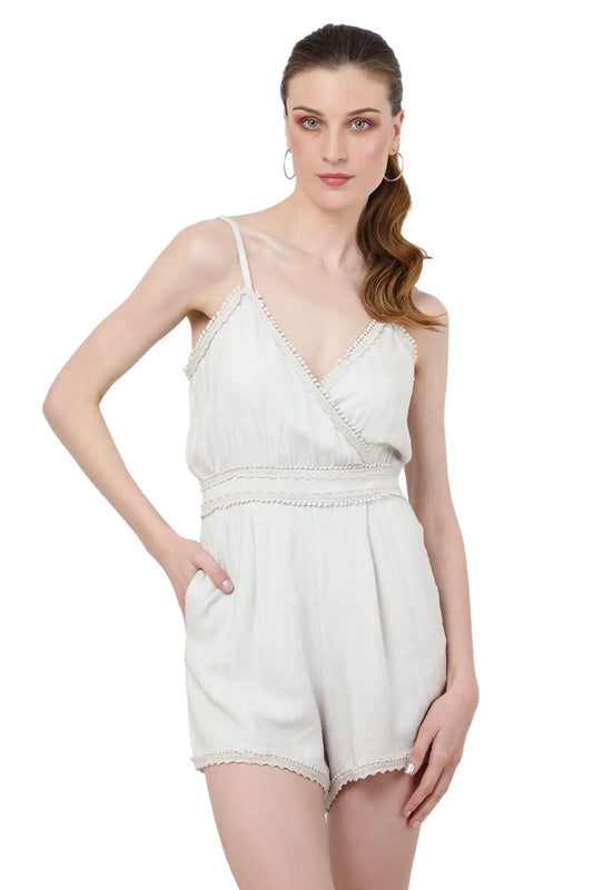 Jumpsuit Dress Romper for Women Summer - Ecru