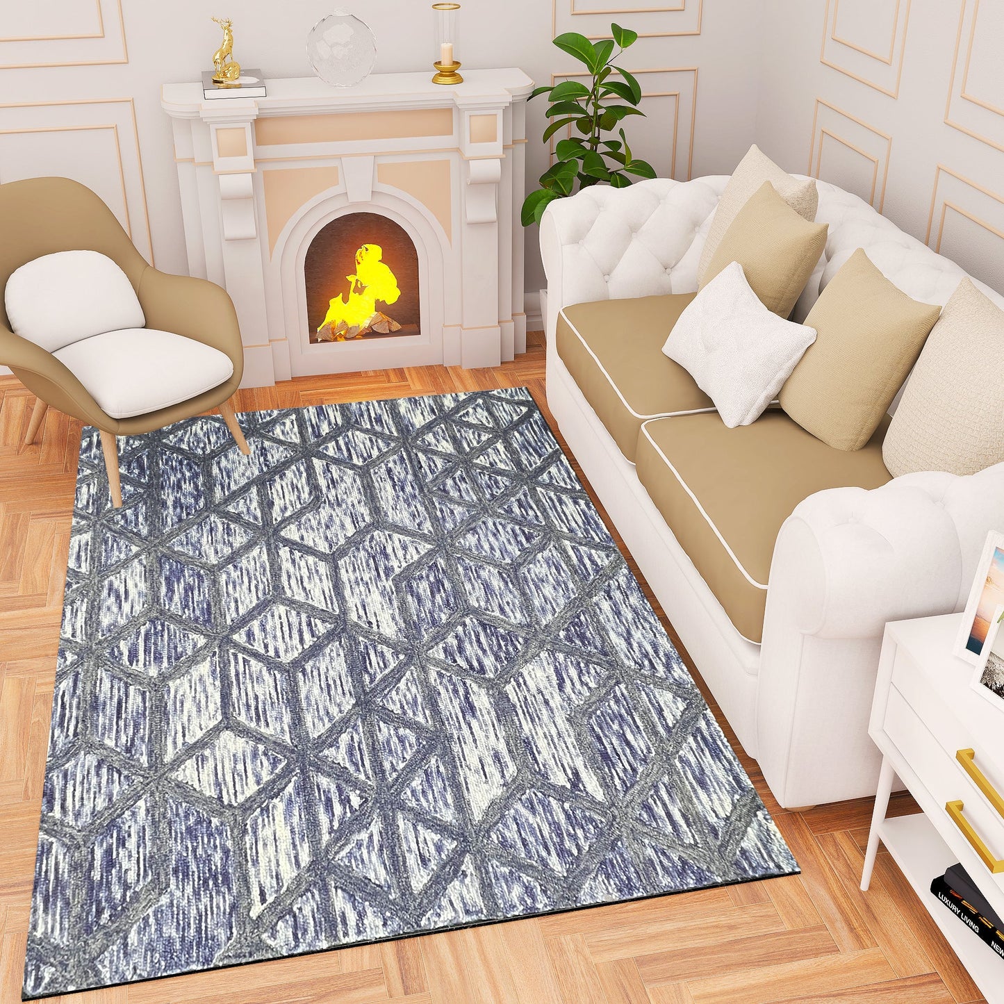 Premium Hand-Tufted Rug Made of 100% Wool  - Artic Crystal - 4x6 Feet