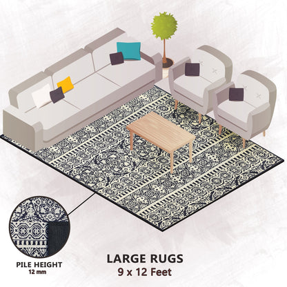 Premium Hand-Tufted Rug Made of 100% Wool  - Relic Light - 9x12 Feet