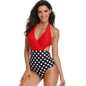 One Piece Swimsuits Swimwear Monokini Back Ties in Red Black Dots