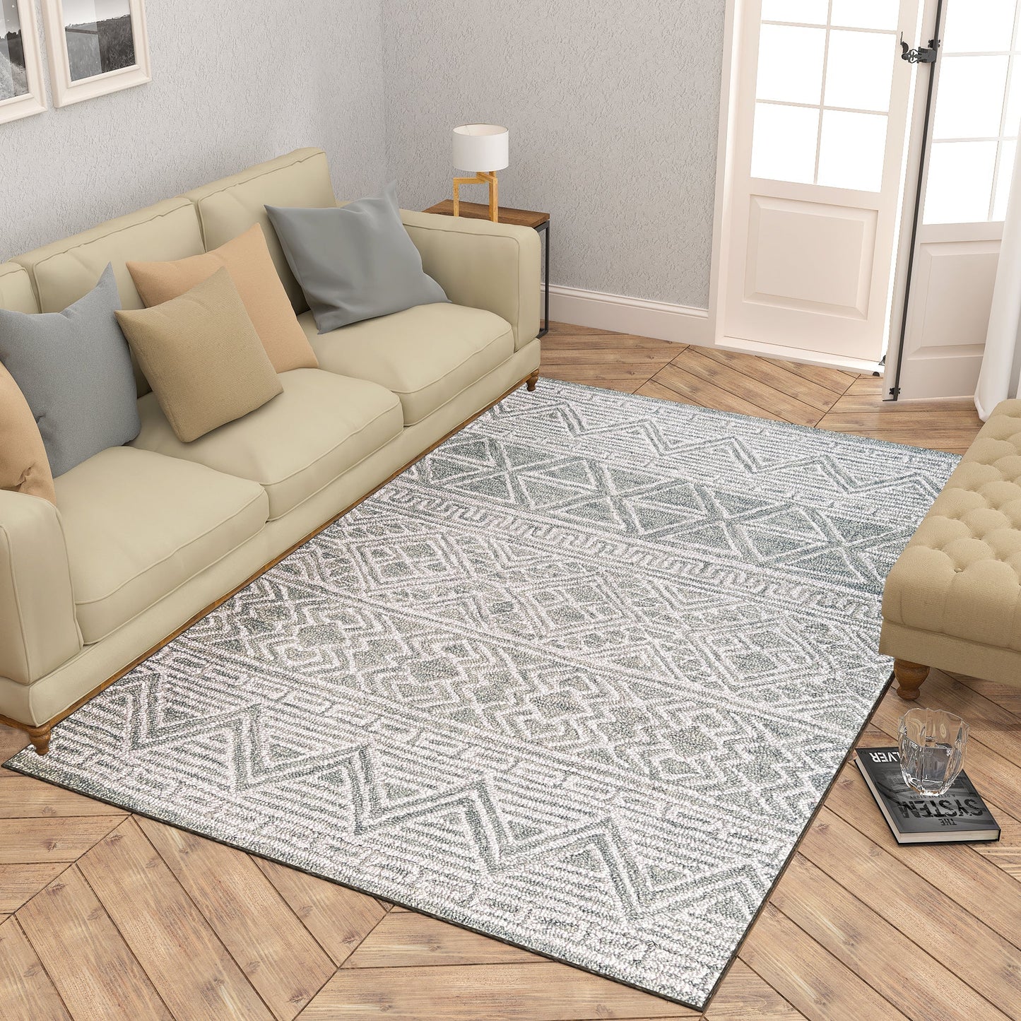 Premium Hand-Tufted Rug Made of 100% Wool  - Still River Grey - 4x6 Feet