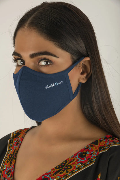 Cloth Face Mask 5 Layers Pack Of 3 - Blue