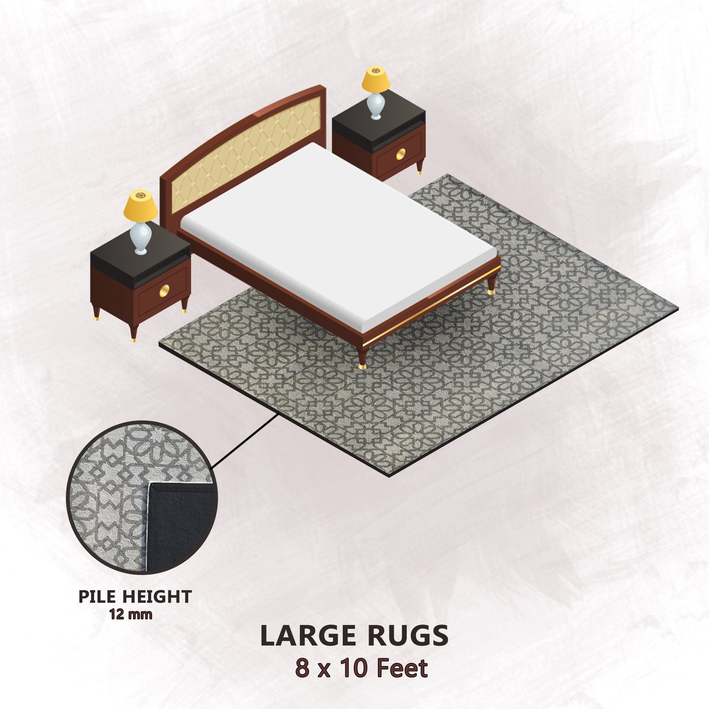 Premium Hand-Tufted Rug Made of 100% Wool  - Shiraz Grid - 8x10 Feet