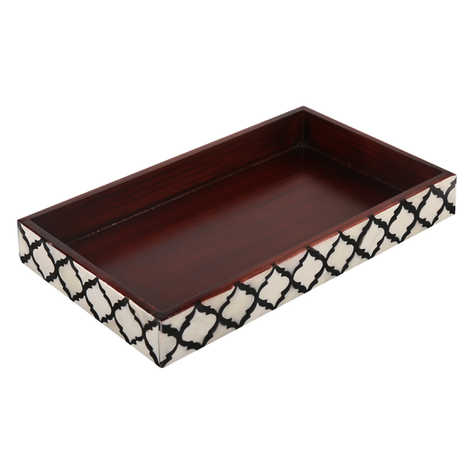 10x6 Bathroom Tray Moroccan Pattern Black & White