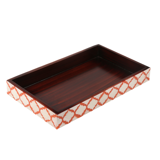 10x6 Bathroom Tray Moroccan Pattern - White & Red