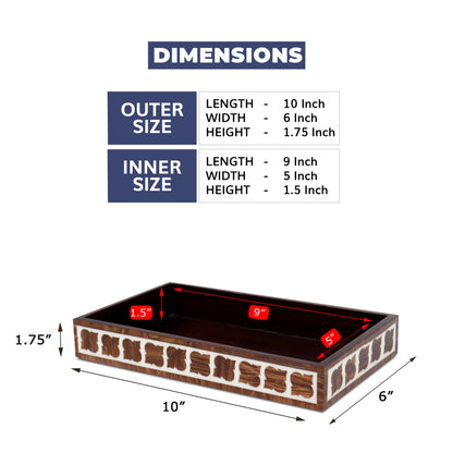 Decorative Tray Illusion YinYang Brown & White 10x6 inch