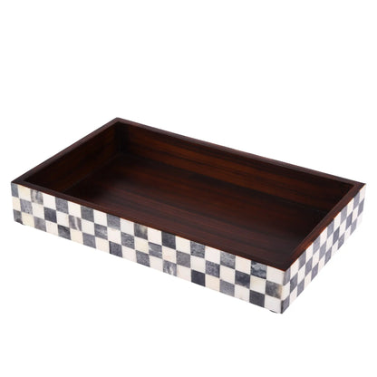 Bathroom Tray Parlour Checkered Black & White 10x6 inches