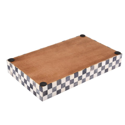 Bathroom Tray Parlour Checkered Black & White 10x6 inches