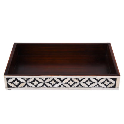 Bathroom Vanity Tray Parlour-Rummy Pattern Black & White 10x6 Inches