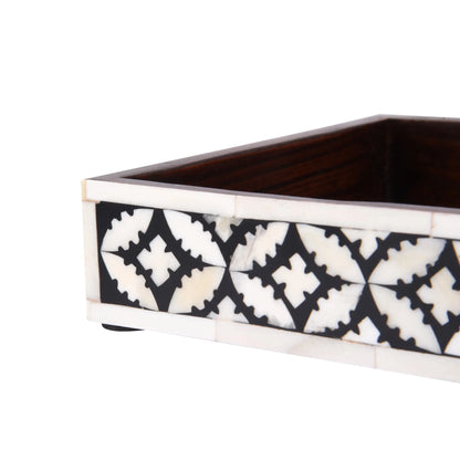 Bathroom Vanity Tray Parlour-Rummy Pattern Black & White 10x6 Inches