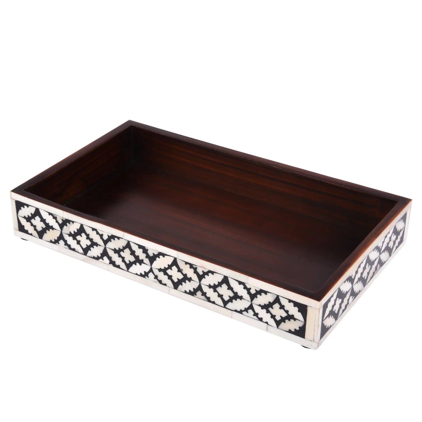 Bathroom Vanity Tray Parlour-Rummy Pattern Black & White 10x6 Inches