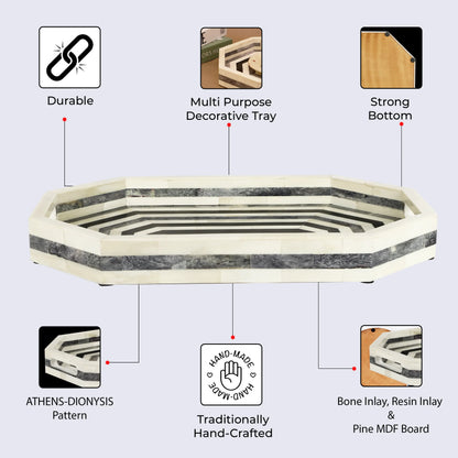 Decorative Trays Athens Dromos Pattern Bone Inlay Collection in 11x17