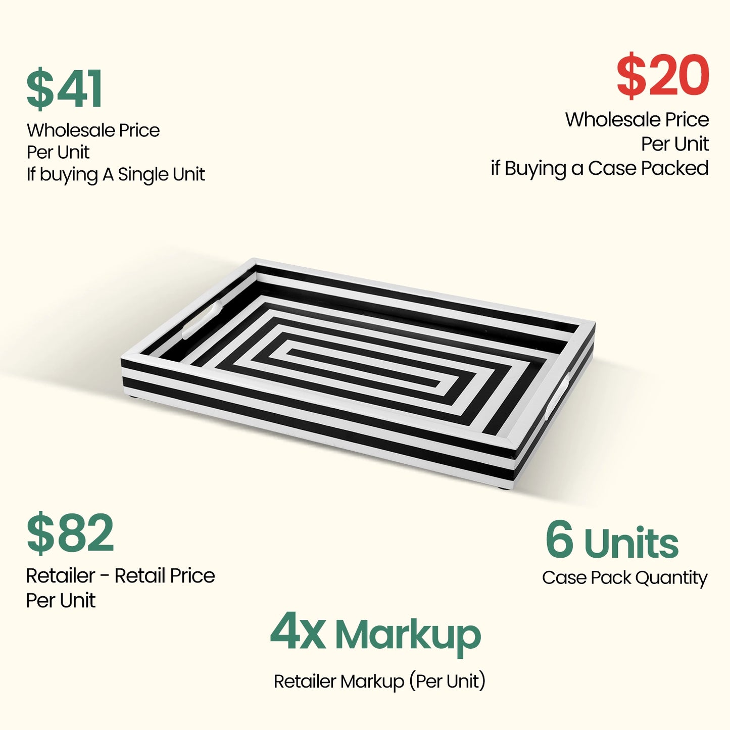 Decorative Trays Concentrics 11x17, Pack of 6