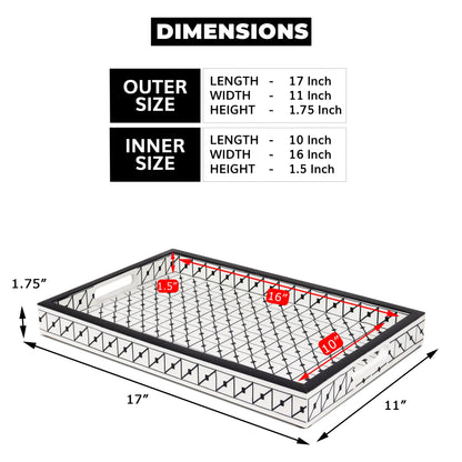 Decorative Tray Illusion Tiktak Black & White 11x17 inch