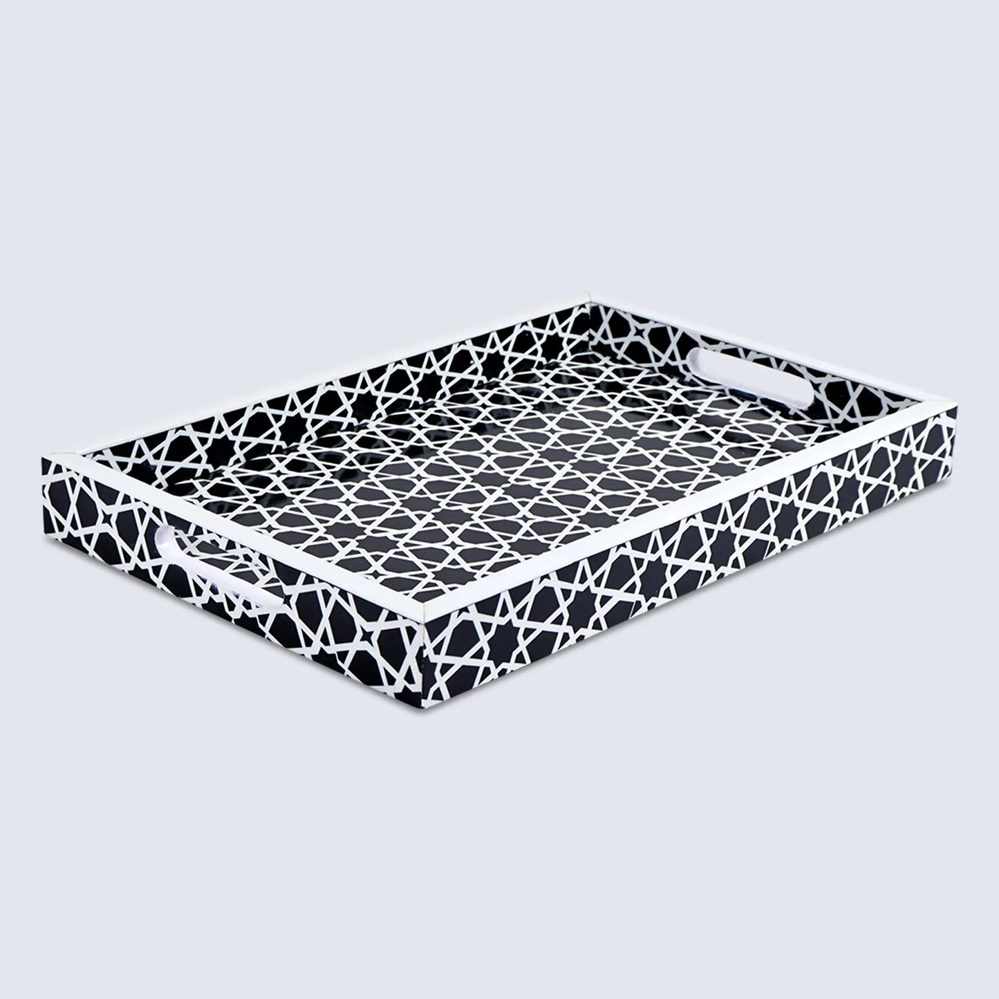 Decorative Tray Zellij Grande Black & White - 11x17, 12x12