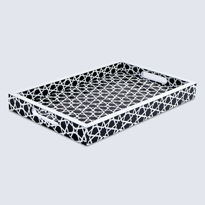 Decorative Tray Zellij Grande Black & White - 11x17, 12x12