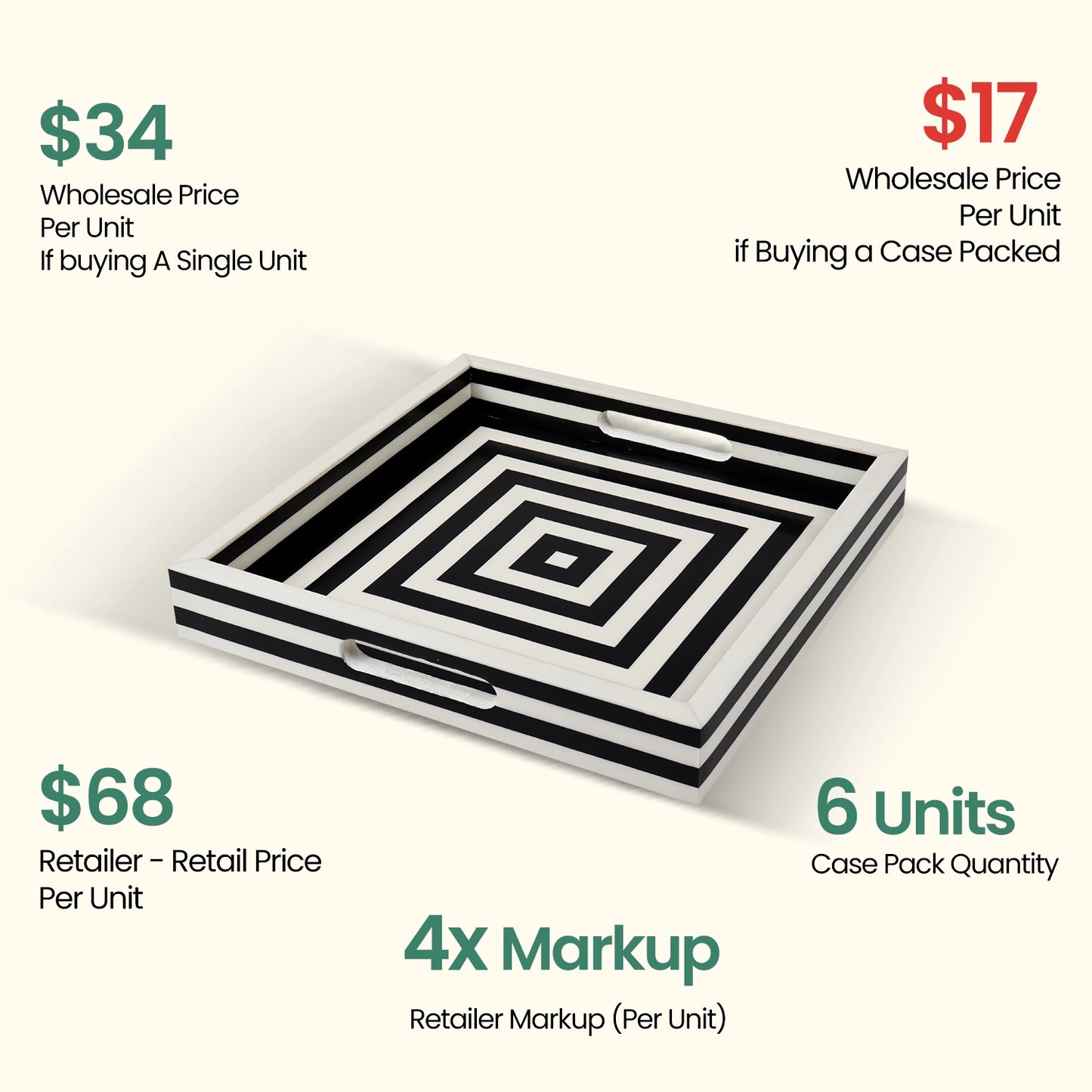 Decorative Trays Concentrics 12x12, Pack of 6