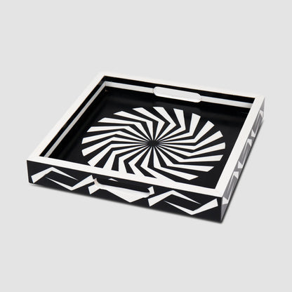 Decorative Tray Illusion Optic Black & White 12x12 Inch