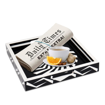 Decorative Tray Illusion Optic Black & White 12x12 Inch