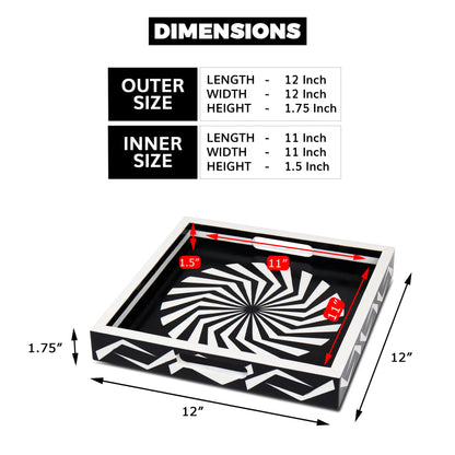 Decorative Tray Illusion Optic Black & White 12x12 Inch