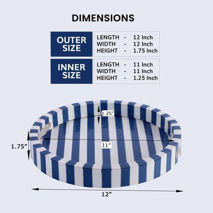 Decorative Round Trays Riviera Ronde Pattern Resin Inlay Collection in 12x12