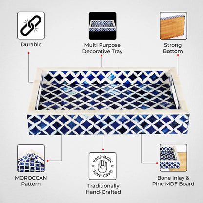 Decorative Tray Indigo Blue & White 12x8 inch