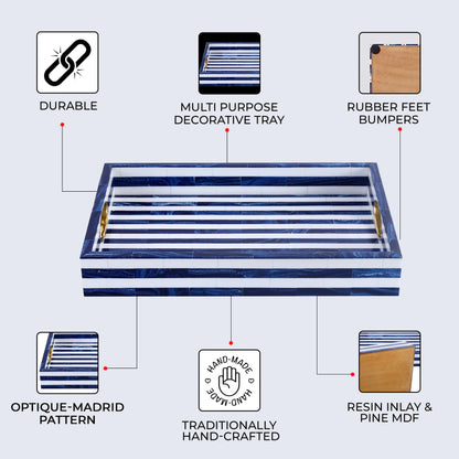 Decorative Trays Optique Madrid Pattern Resin Inlay Collection in 11x17
