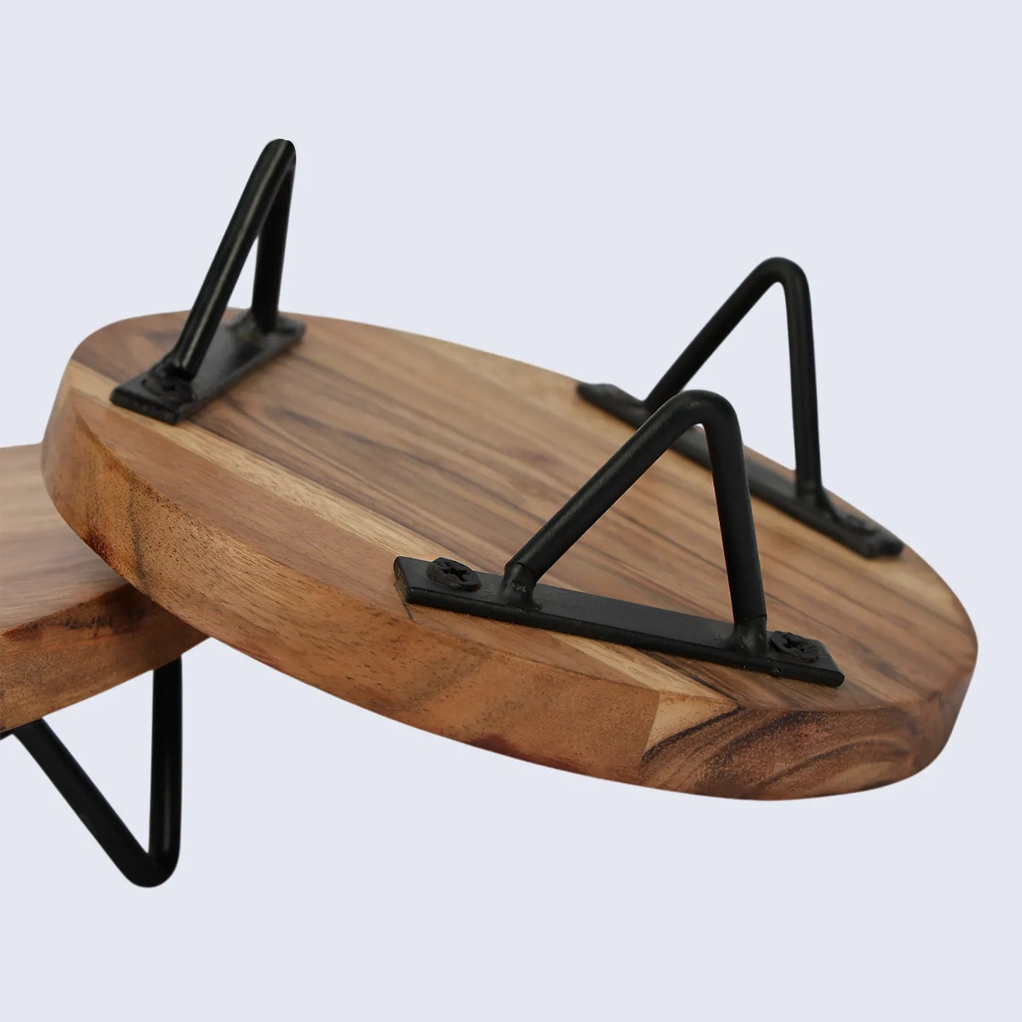 Round Trivet Acacia Wood Plant Stand, Pack of 2, Centre-Weighted, 6 & 8 Inch