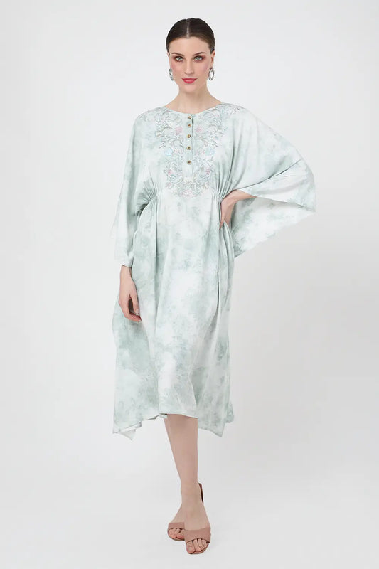 The Front With A Button Opening In The Front Kaftan Dresses for Women - 186-Tie Dye, S to 3XL