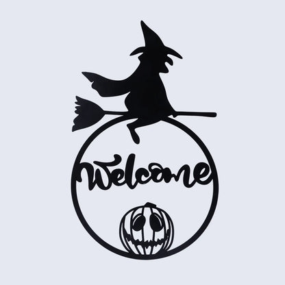 Halloween Wall Decor – Spooky Witch on Broom Wall Hanging