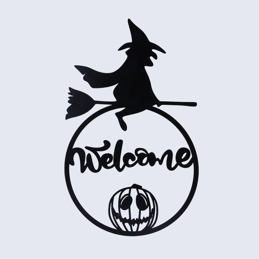 Halloween Wall Decor – Spooky Witch on Broom Wall Hanging