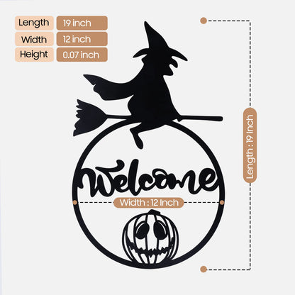 Halloween Wall Decor – Spooky Witch on Broom Wall Hanging