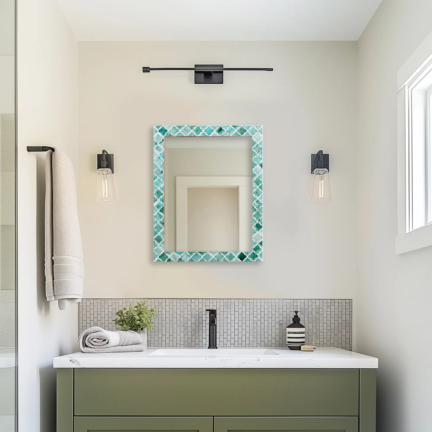 Make to Order Moroccan Green Mirror - Available in 4 Sizes