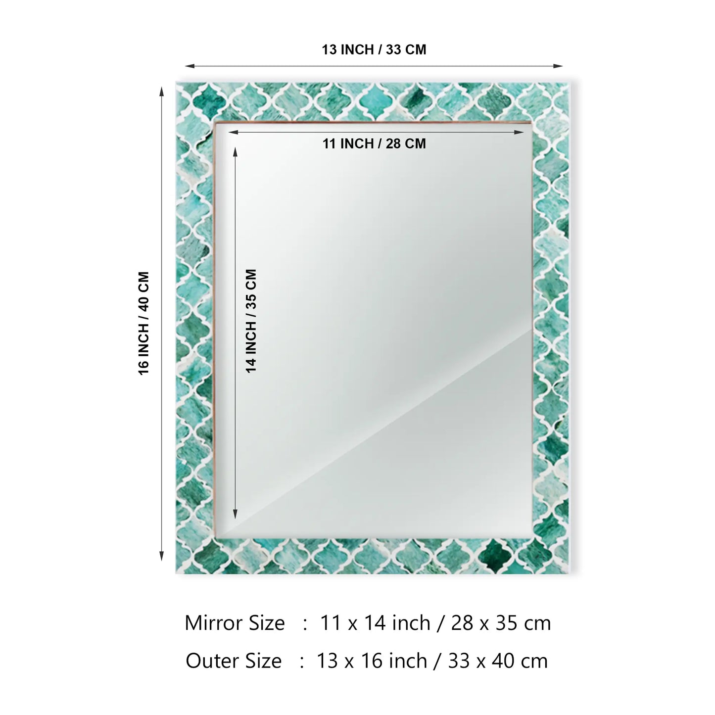 Make to Order Moroccan Green Mirror - Available in 4 Sizes