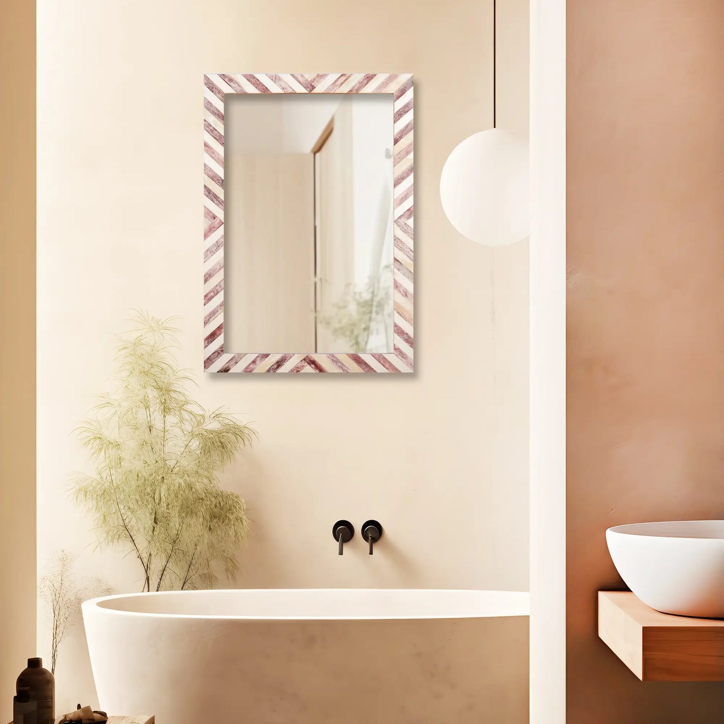 Make to Order Chevron Pattern Brown Mirror- Available in 4 Sizes