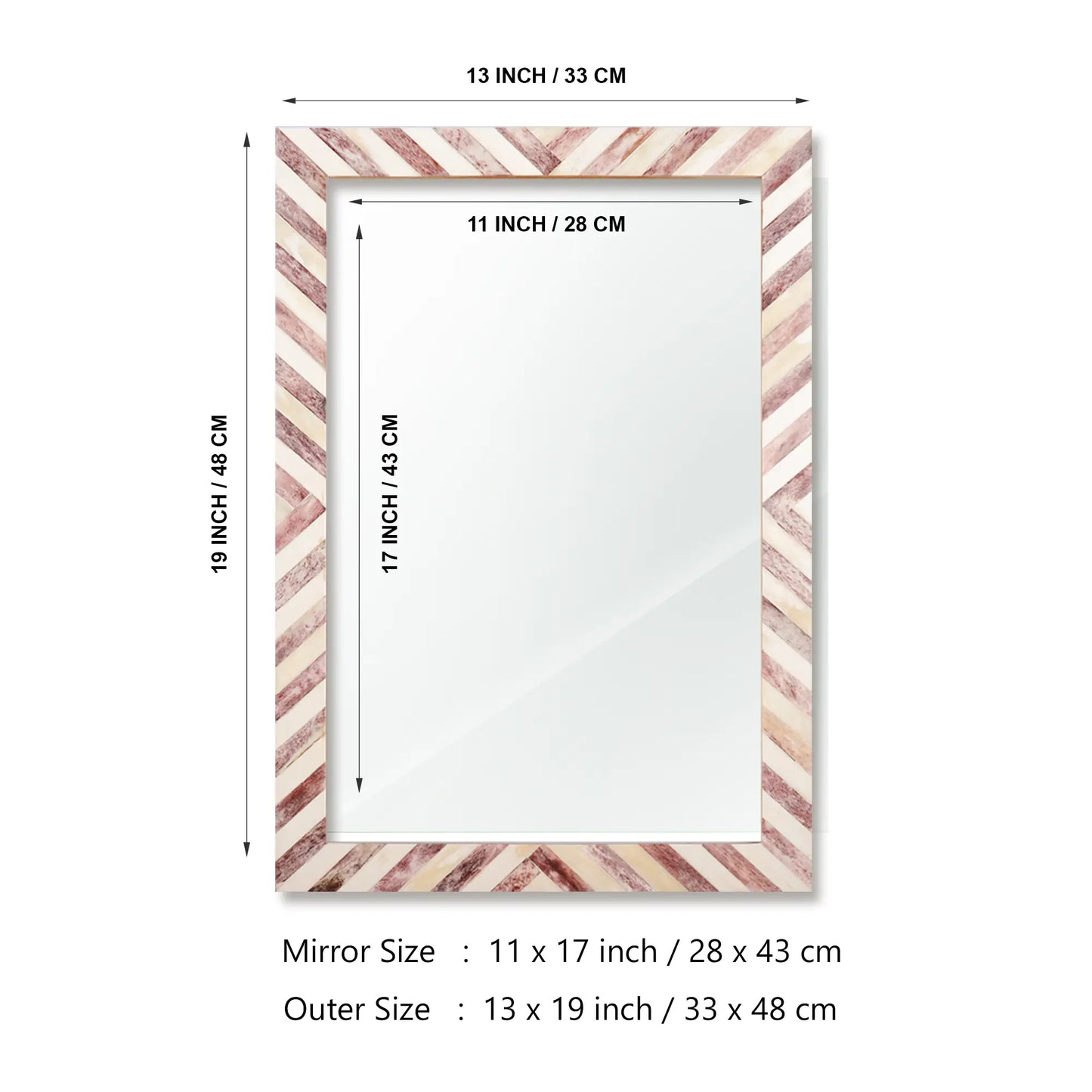 Make to Order Chevron Pattern Brown Mirror- Available in 4 Sizes