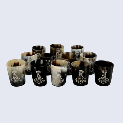 Horn Whiskey Shot Glasses Pack (4,8 & 12) – Hold Up to 6.5oz, Nordic Hammer