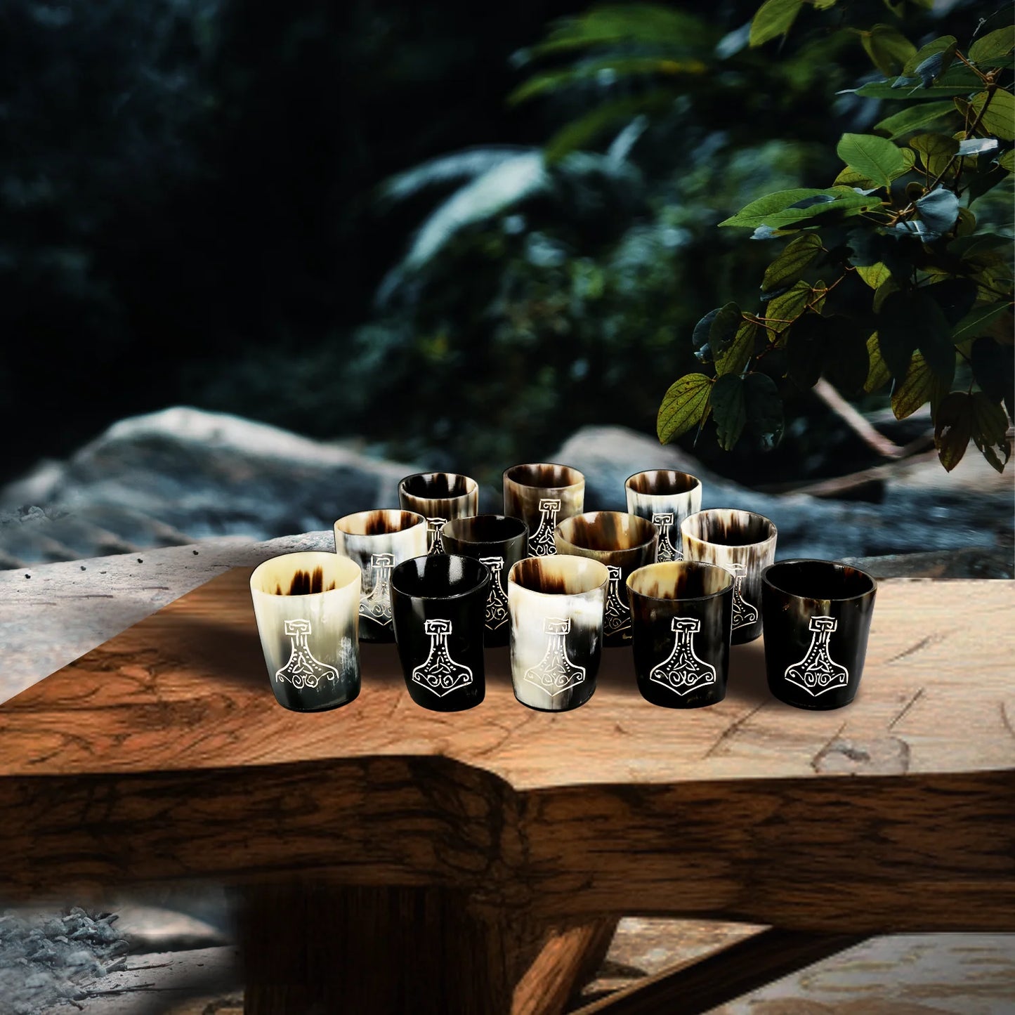 Horn Whiskey Shot Glasses Pack (4,8 & 12) – Hold Up to 6.5oz, Nordic Hammer